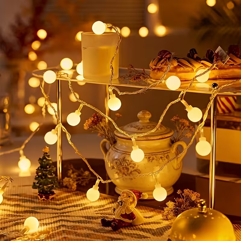 Outdoor Power For Christmas Lights - سلسلة أضواء LED كروية بطول 10