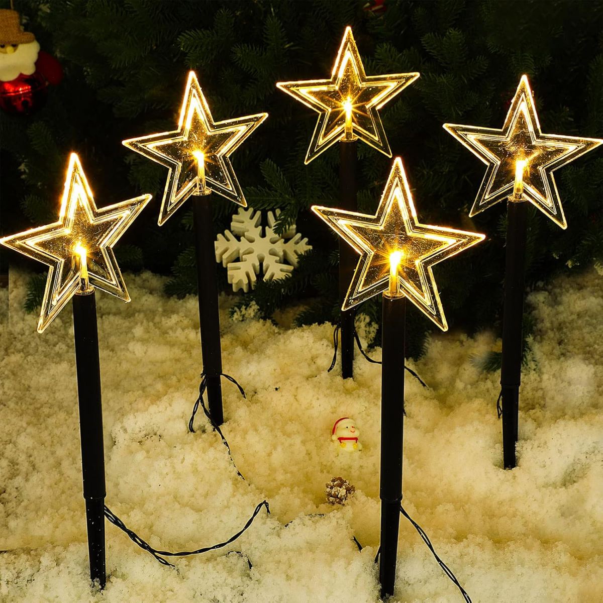 Outdoor Solar Power Xmas Lights - 5 قطعة أضواء مسار عيد الميلاد