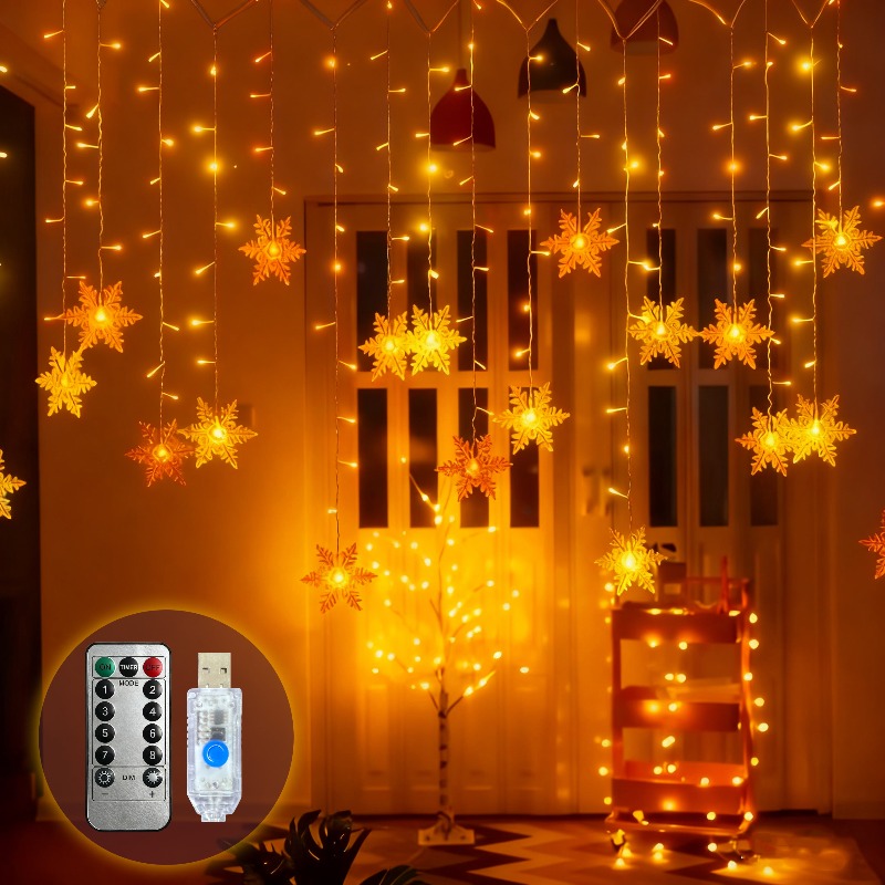 Outdoor Solar Power Xmas Lights - أضواء ستارة على شكل ندف الثلج