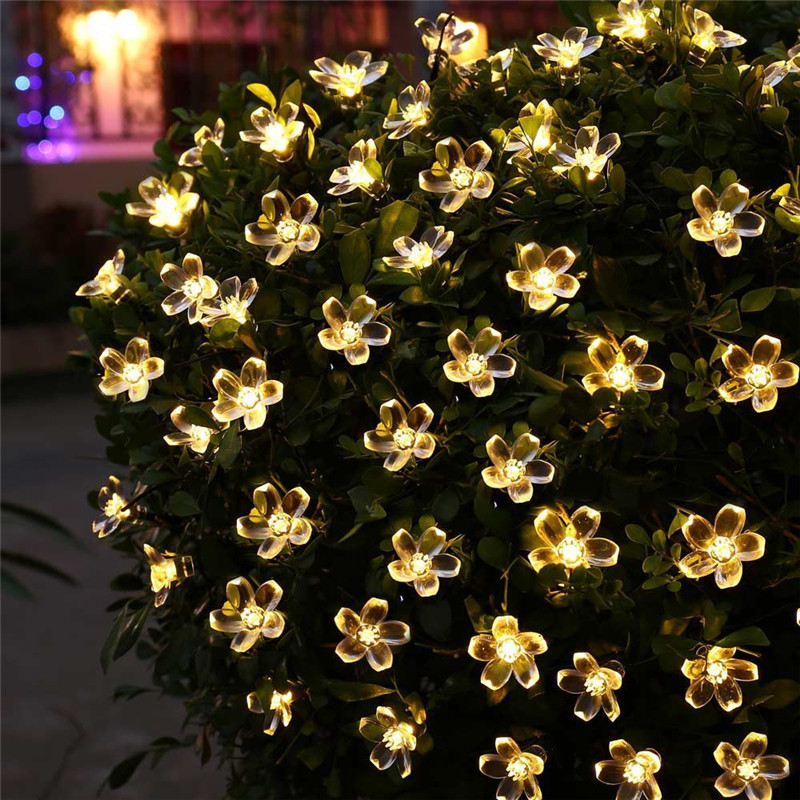 Outdoor Power For Christmas Lights - مصباح شمسي LED مع زهرة خوخ