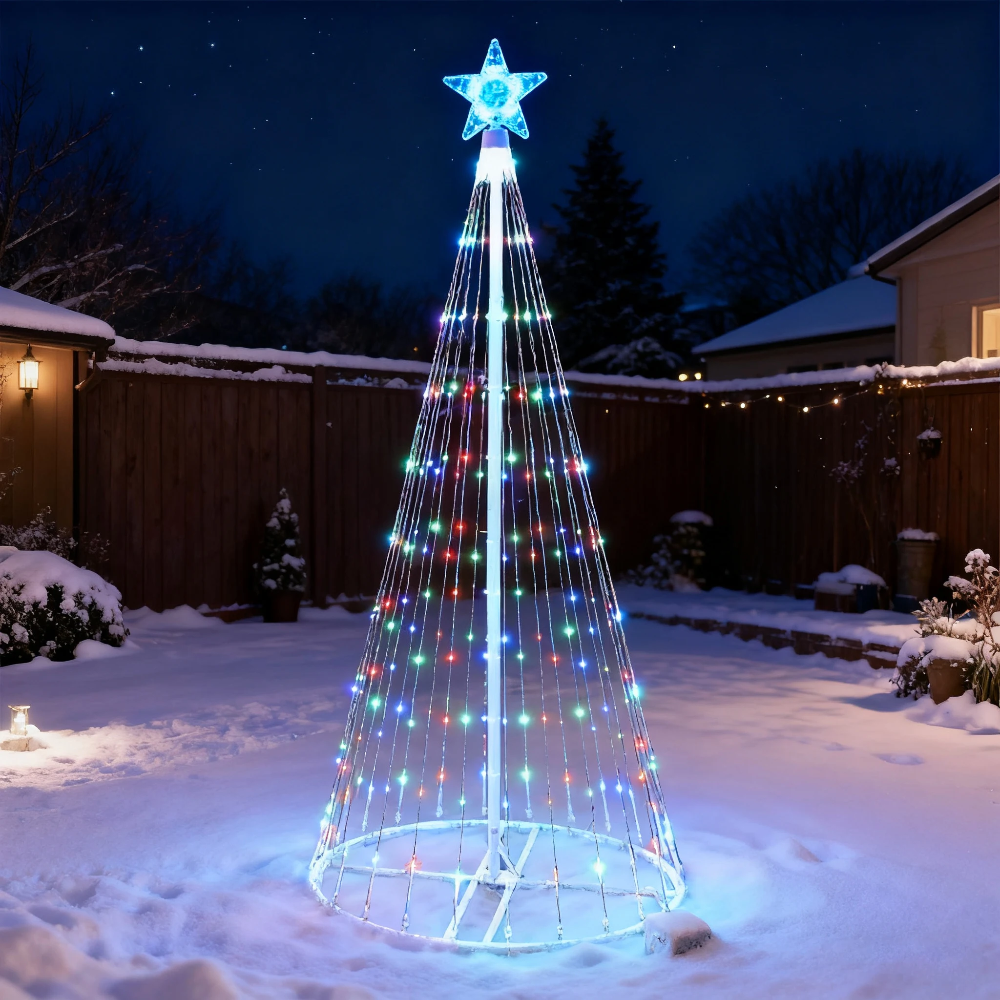 تعمل بالطاقة الشمسية LED شلال  - مراجعة Outdoor Power For Christmas Lights وسعره